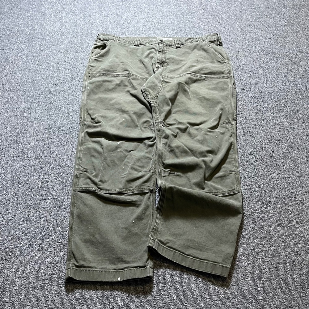 Carhartt Double Front Utility Work Pants 44x32 Green Rugged Flex Canvas BN2802-M